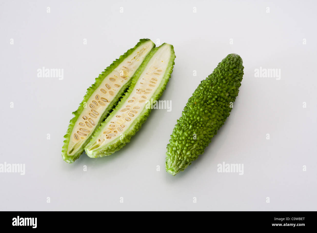 Bitter gourd or bitter melon (Momordica charantia) edible fruit on