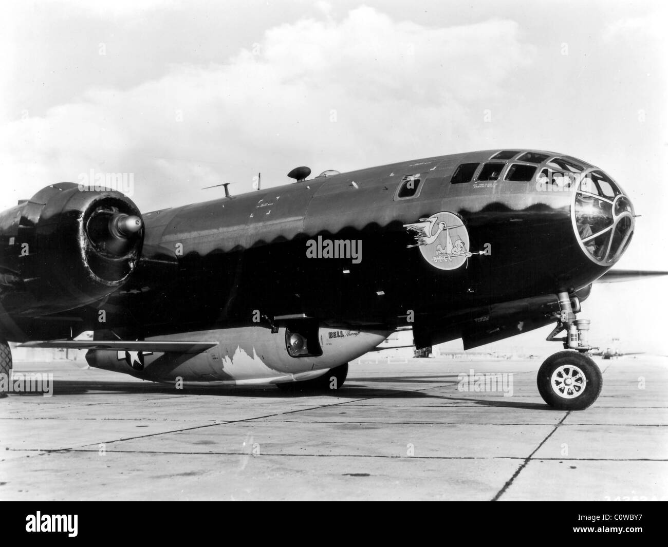 Bell X-1A resting in the belly of a B-29. Stock Photo
