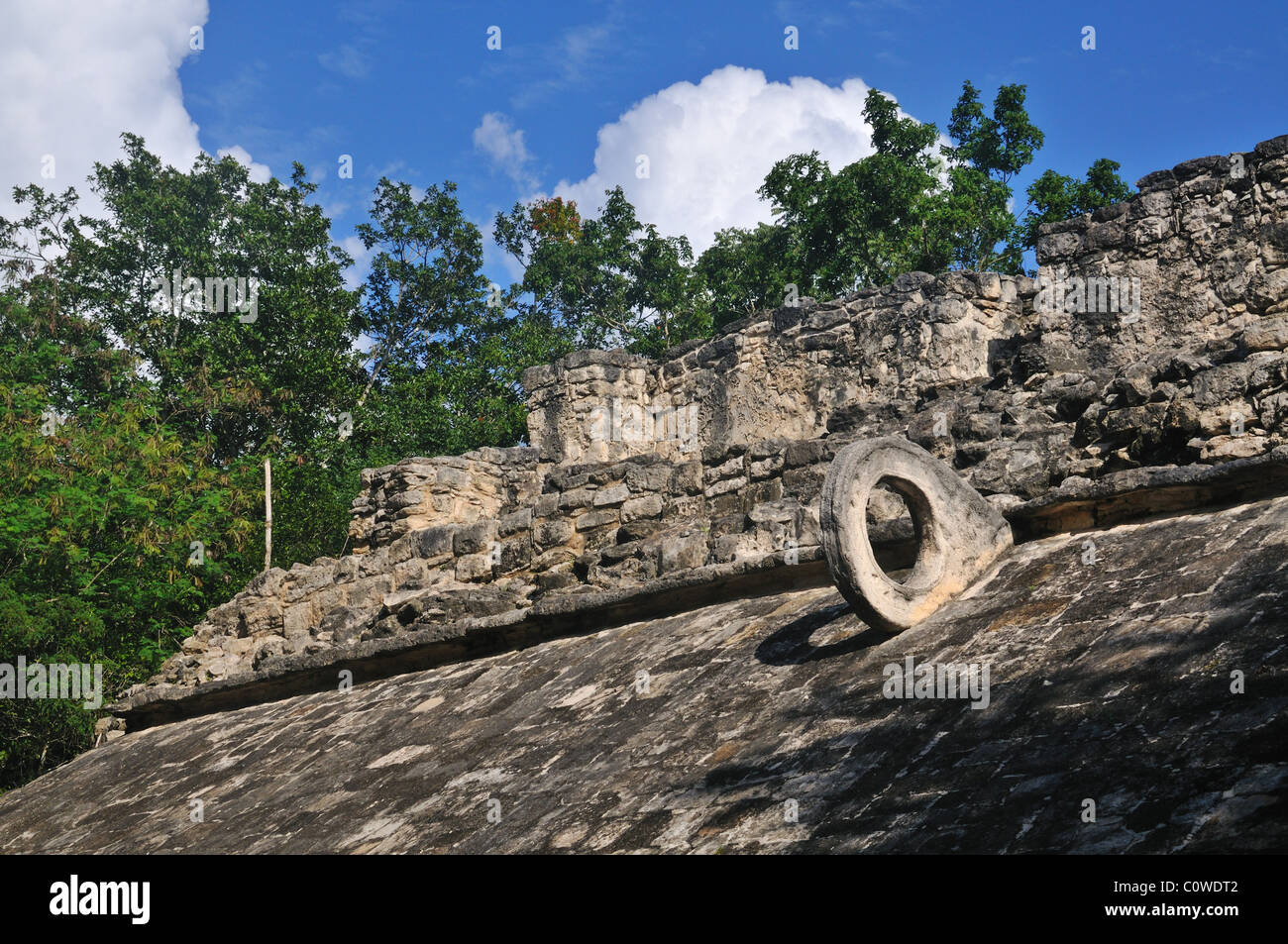 Ruins of ancient Mayan ball court at Coba Stock Photo