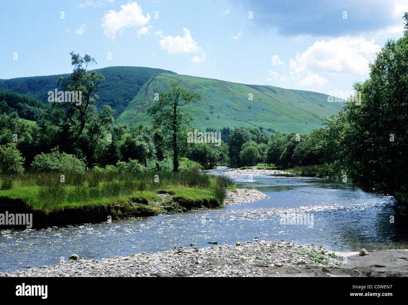 River Irfon, Abergwesyn, Powis, Powys Wales Welsh rivers valley valleys UK landscape scenery Stock Photo