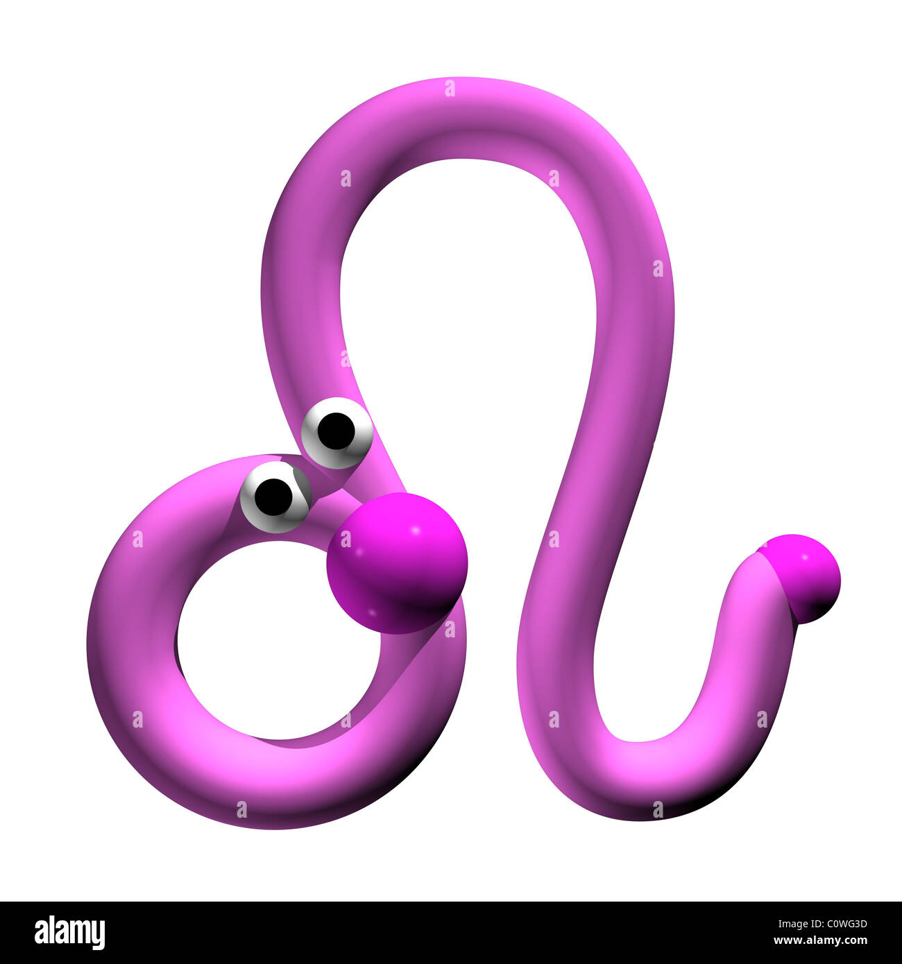 Female pink zodiac signs, the front view, 3d, it is isolated. Leo Stock