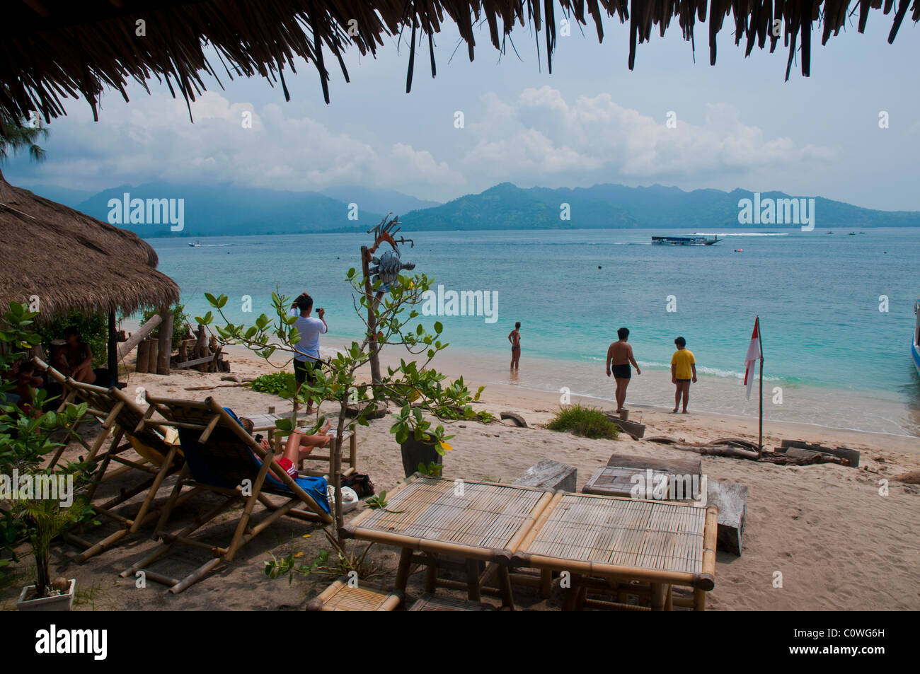 Beach at Gili Air the smallest island of the Gili group off Lombok Indonesia Stock Photo