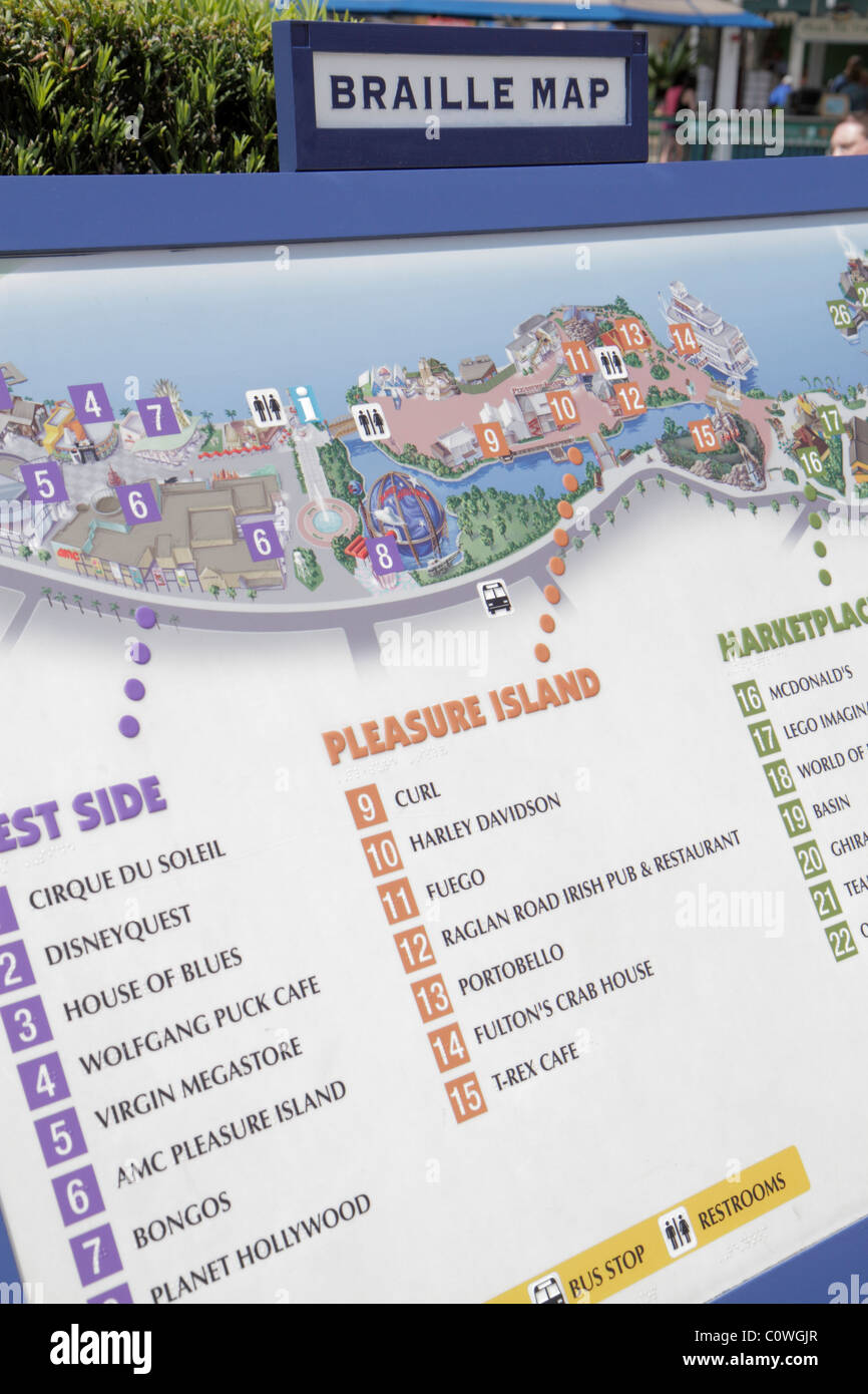 Disney Lake Buena Vista Map - Orlando Floridalake Buena Vistadowntown Disney Springsbraille Mapdirectoryvisitors C0WGJR 
