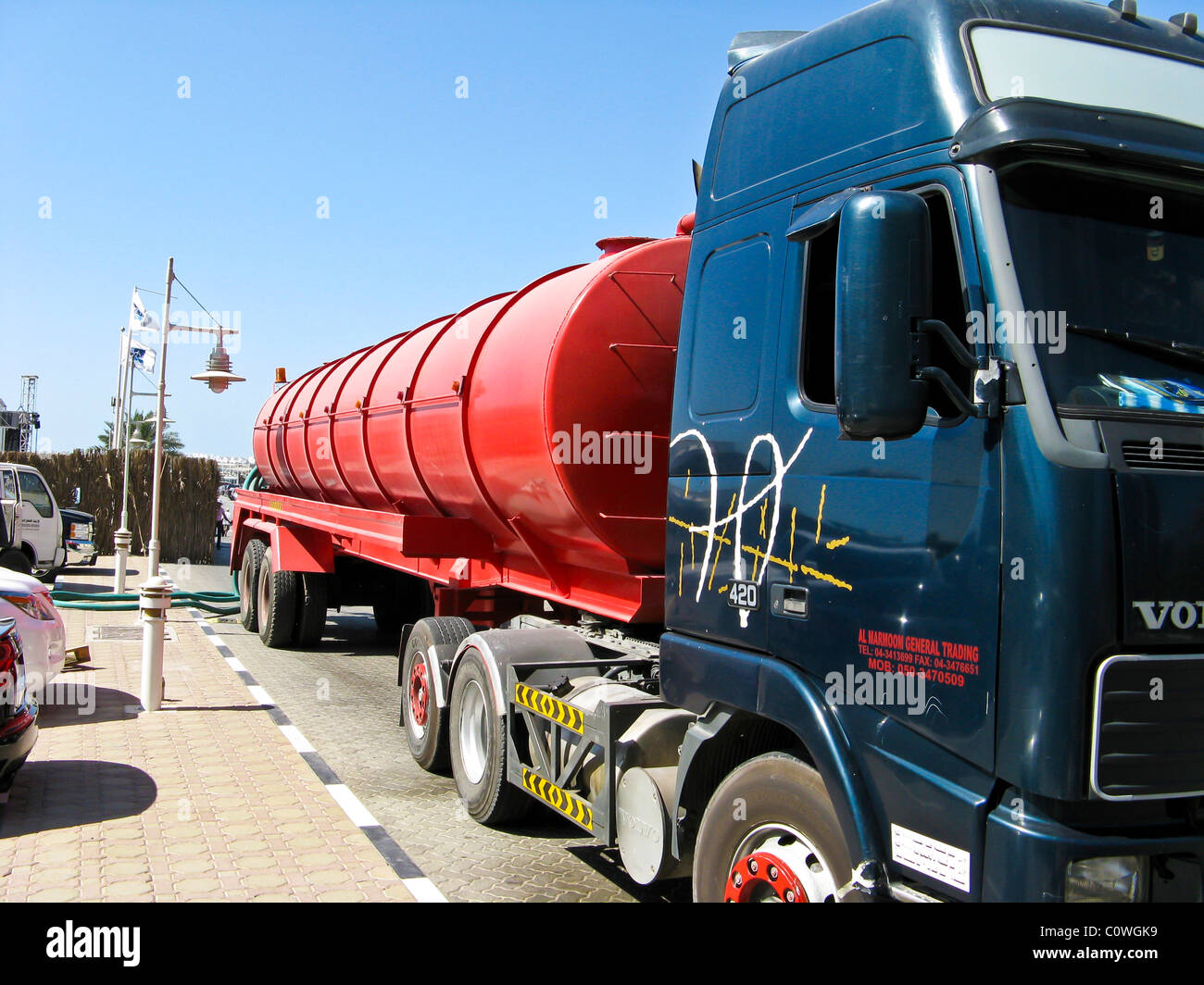 Sewerage removal truck in Dubai. Stock Photo