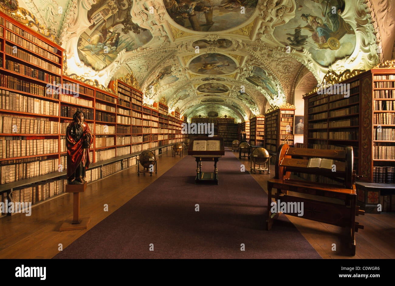 library in Strahov Monastery, Prague, Czech Republic, World Heritage Stock Photo