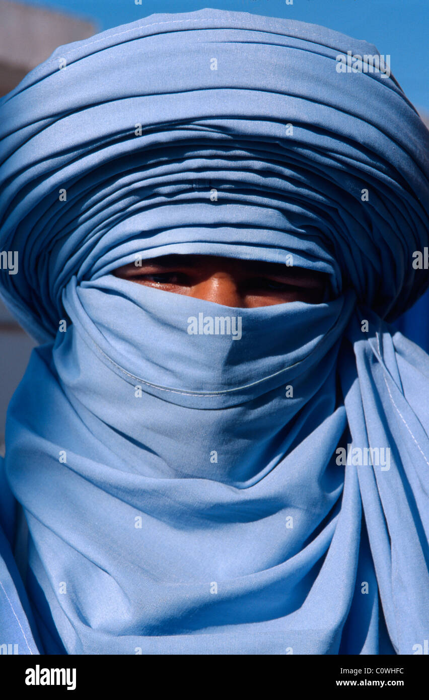 Tuareg on the Market in Douz, Tunisia Stock Photo