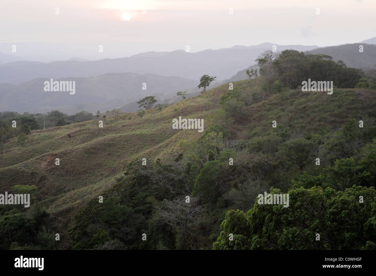 Pasture on the mountain slopes, Costa Rica Stock Photo