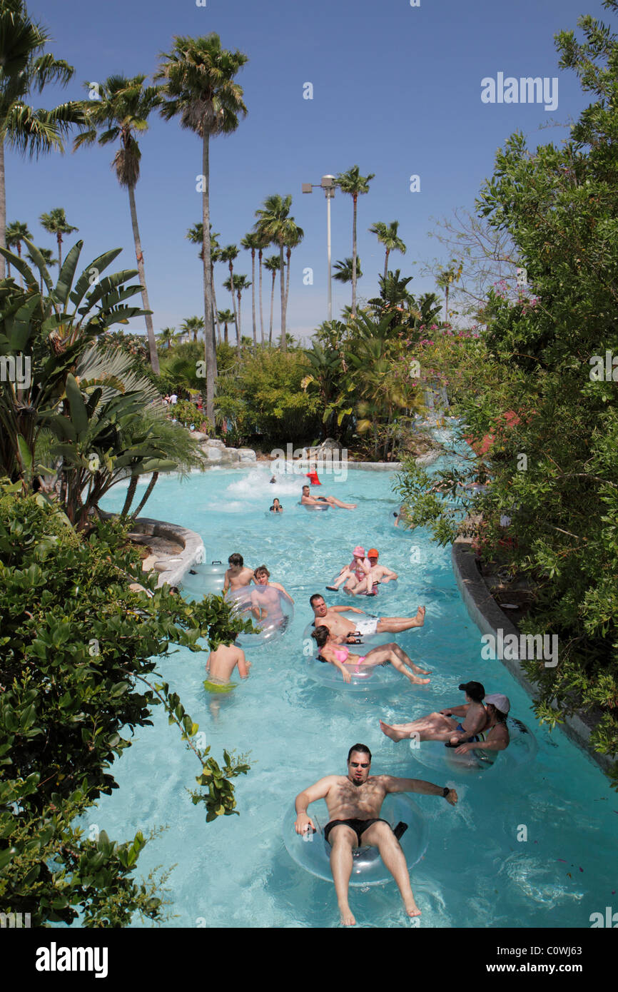 Orlando Florida Wet'n Wild water park Lazy River Tubing Stock Photo