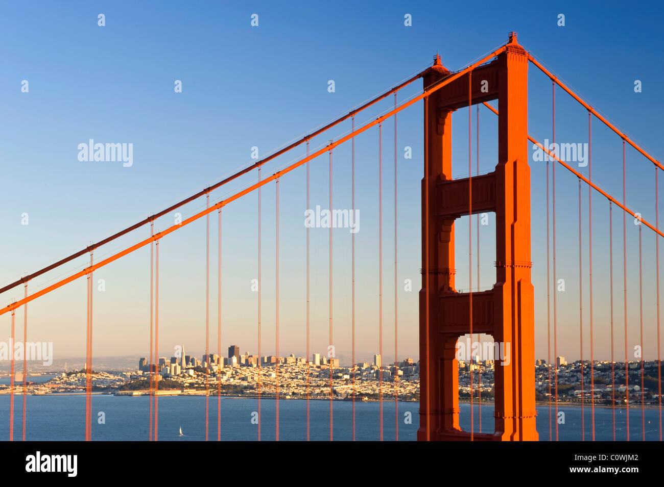 Usa, California, San Francisco, Golden Gate Bridge and city Skyline Stock Photo