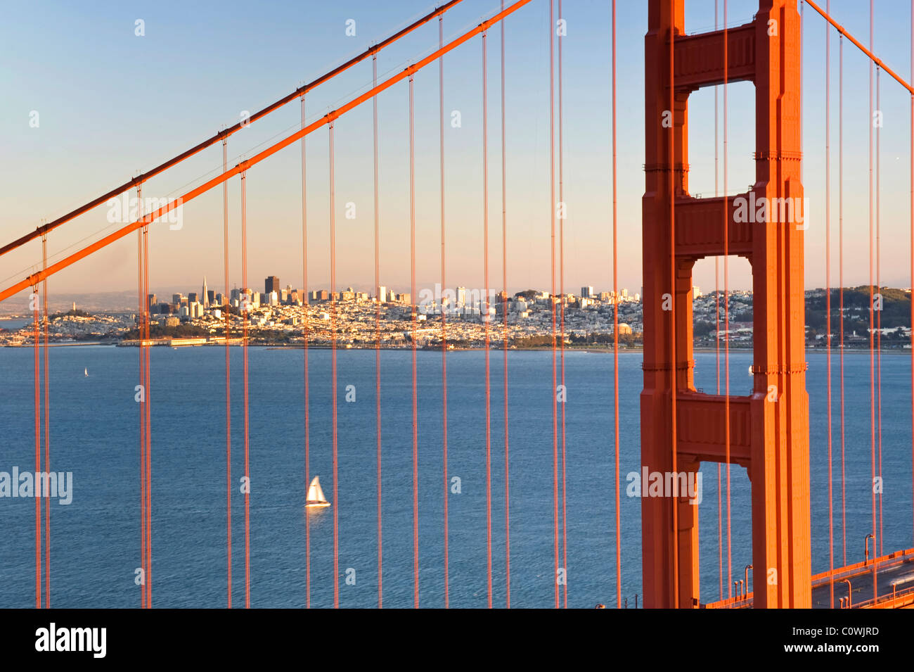 Usa, California, San Francisco, Golden Gate Bridge and city Skyline Stock Photo