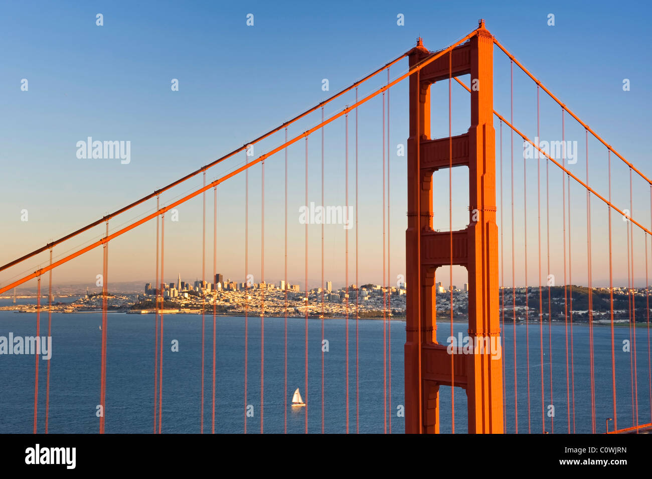 Usa, California, San Francisco, Golden Gate Bridge and city Skyline Stock Photo