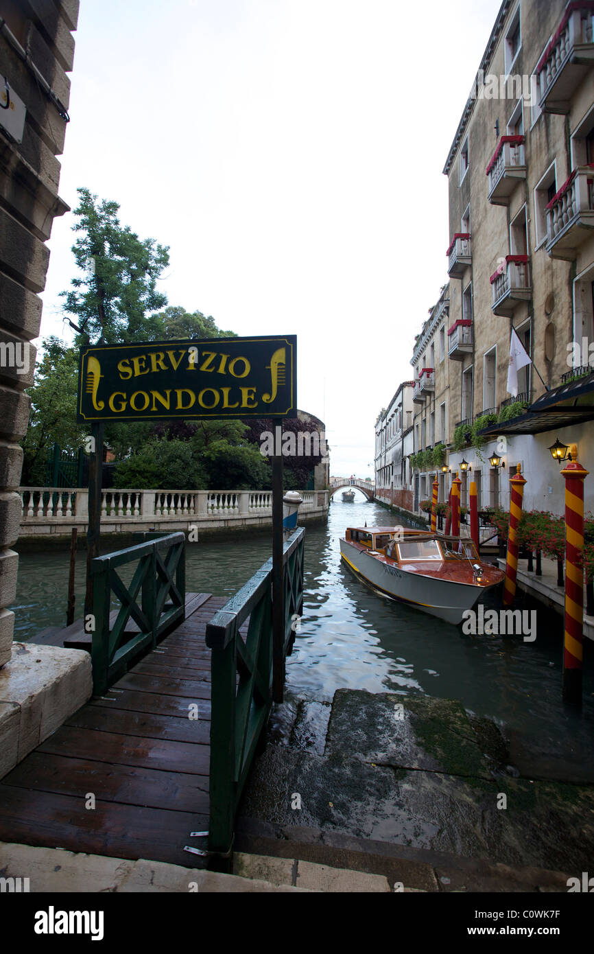 Water taxi outside the hotel Bellagio in Venice Italy Stock Photo