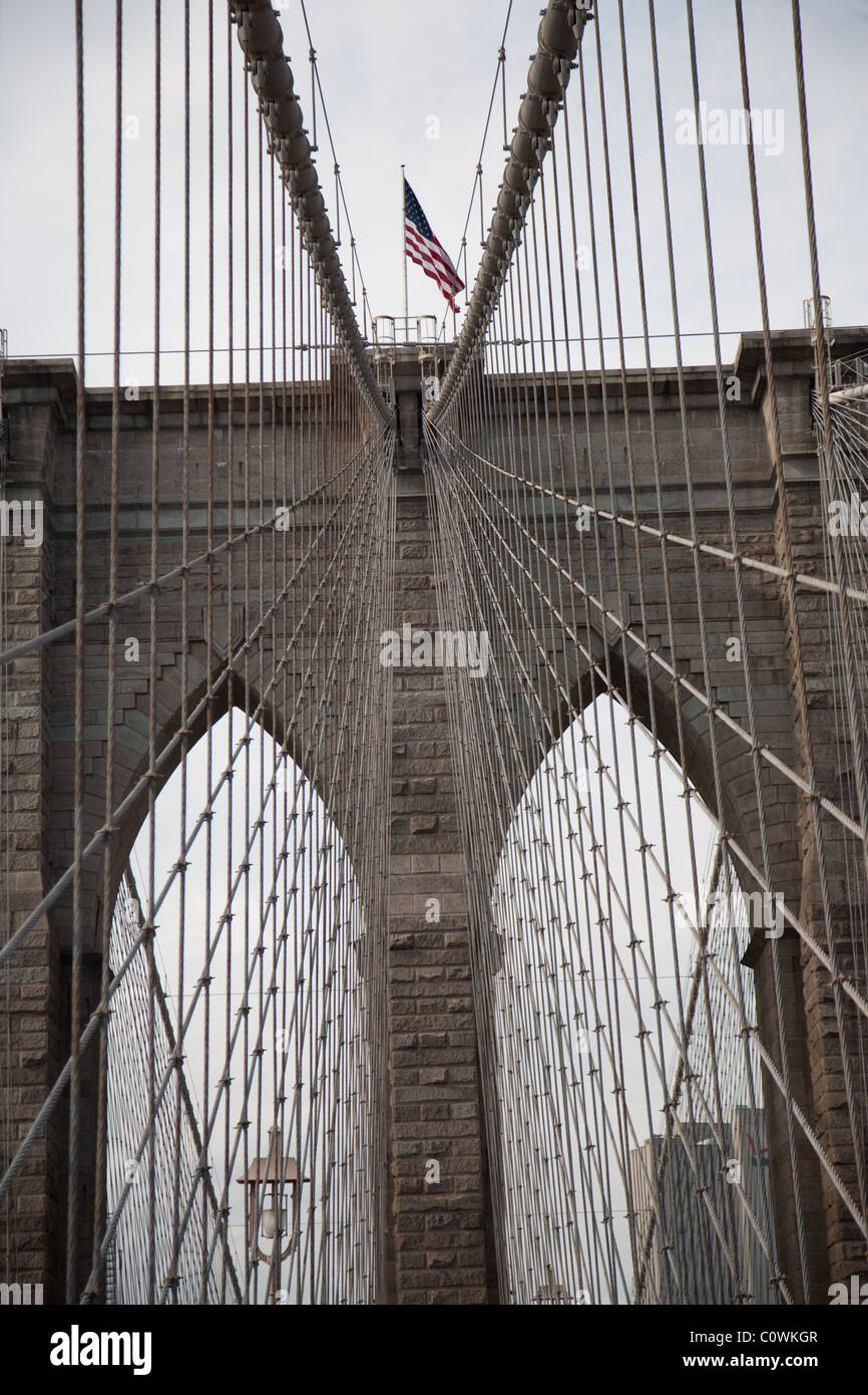 Brooklyn Bridge steelwork and arches Stock Photo