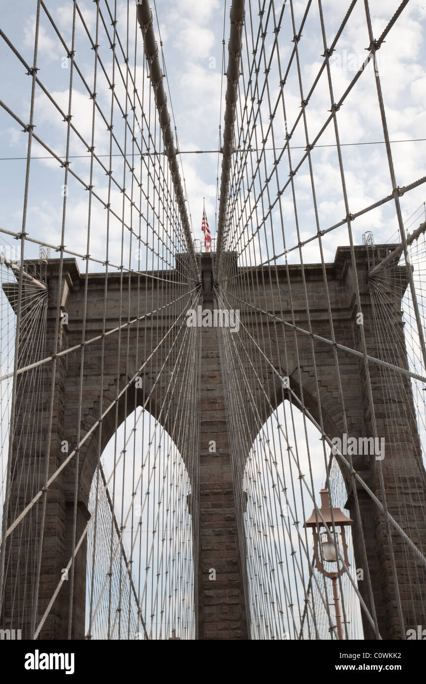 Brooklyn Bridge steelwork and arches Stock Photo