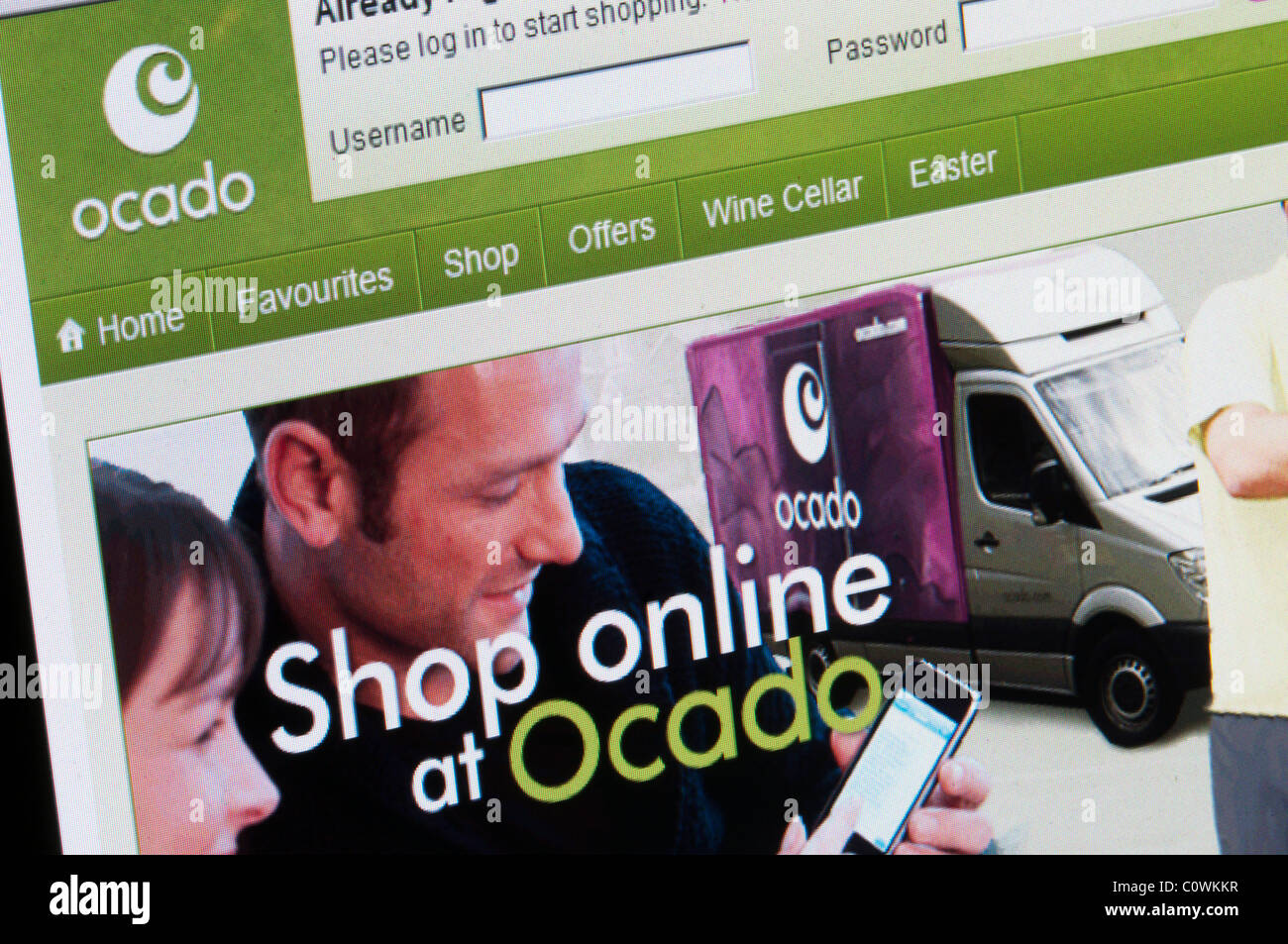 The web site of the Ocado online delivery service. Stock Photo