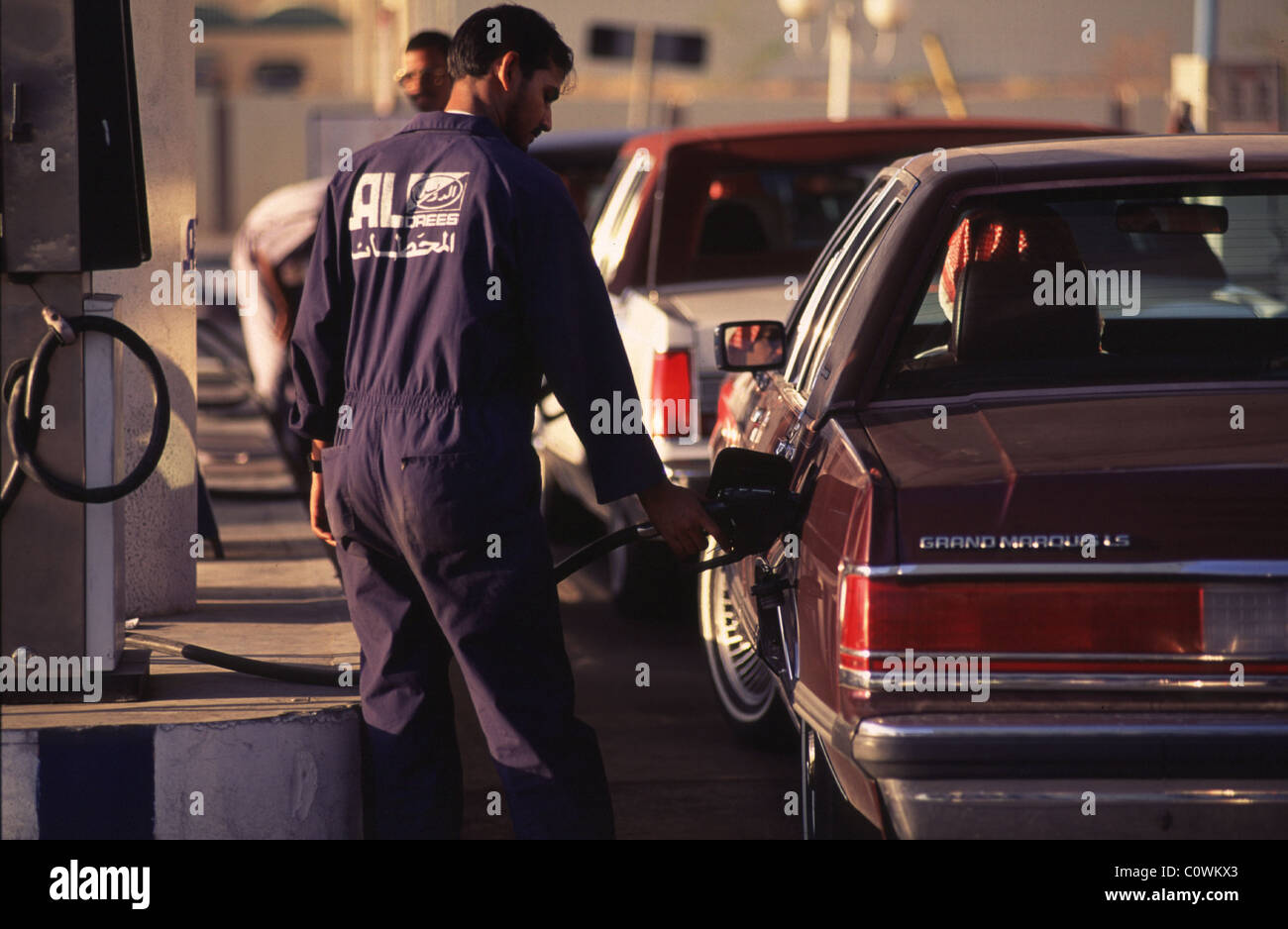 riyadh, saudi arabia -- filling up with gas in saudi arabia, the world's second largest oil producer. Stock Photo