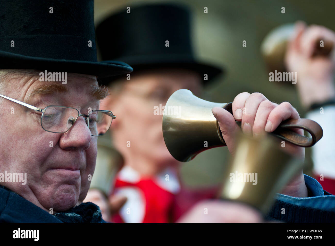 Bell Ringer Fun Fair handbell ringers in victorian dress at Masham Sheep Fair Stock Photo ...