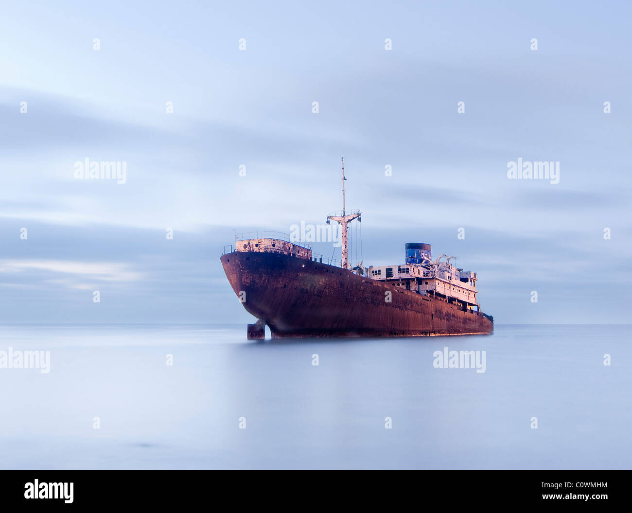 Old ship beached on Lanzarote, Spain Stock Photo