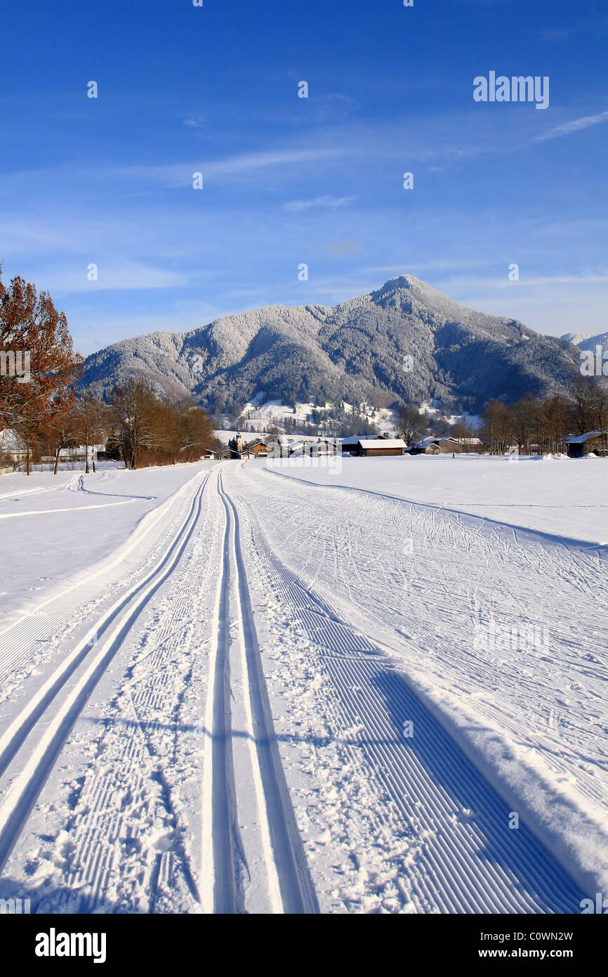 Cross country ski area in Lenggries. Upper Bavaria. Germany. Stock Photo