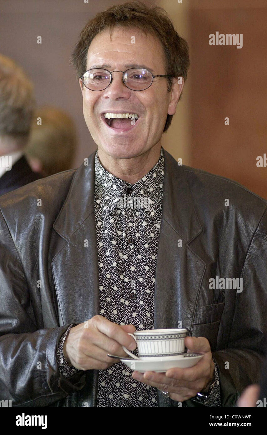 Sir Cliff Richard with a cup of tea. Stock Photo