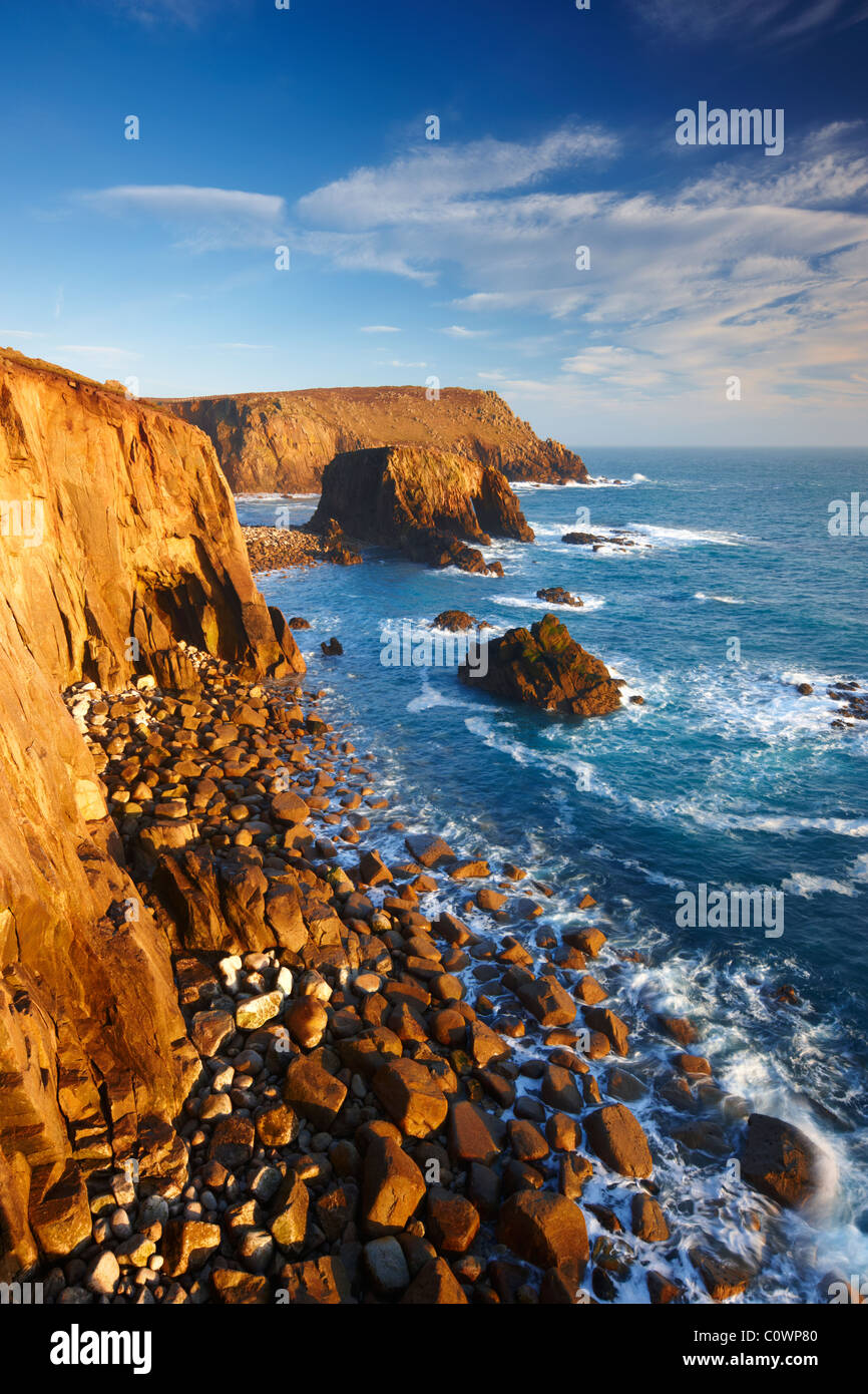 Rugged cliffs at Land's End Cornwall Stock Photo