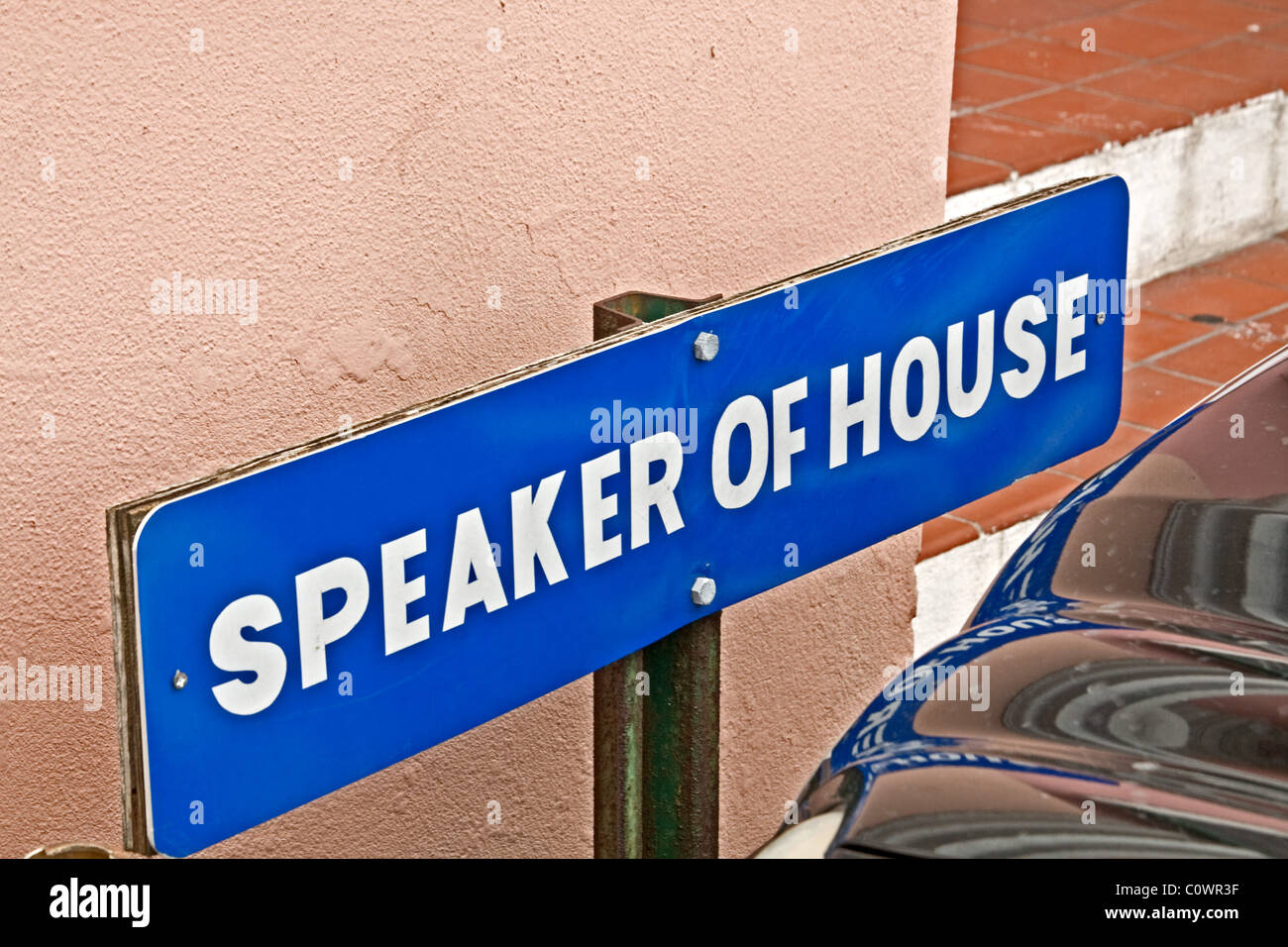Sign at a parking lot for the speaker of the house Stock Photo