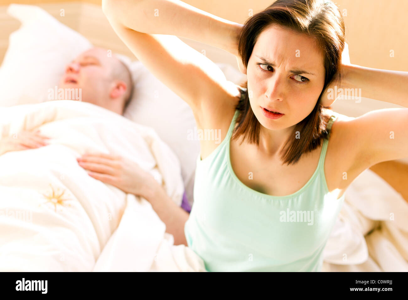 Couple snore bed 40s hires stock photography and images Alamy