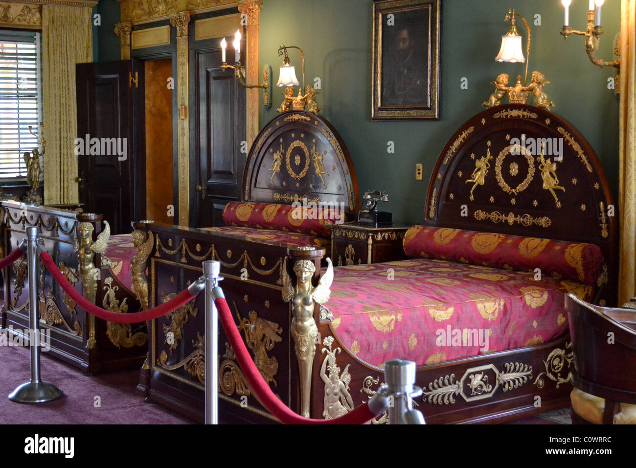 Ringling Museum - John Ringling's bedroom at Ca d'Zan, his Venetian-style palazzo in Sarasota Florida Stock Photo