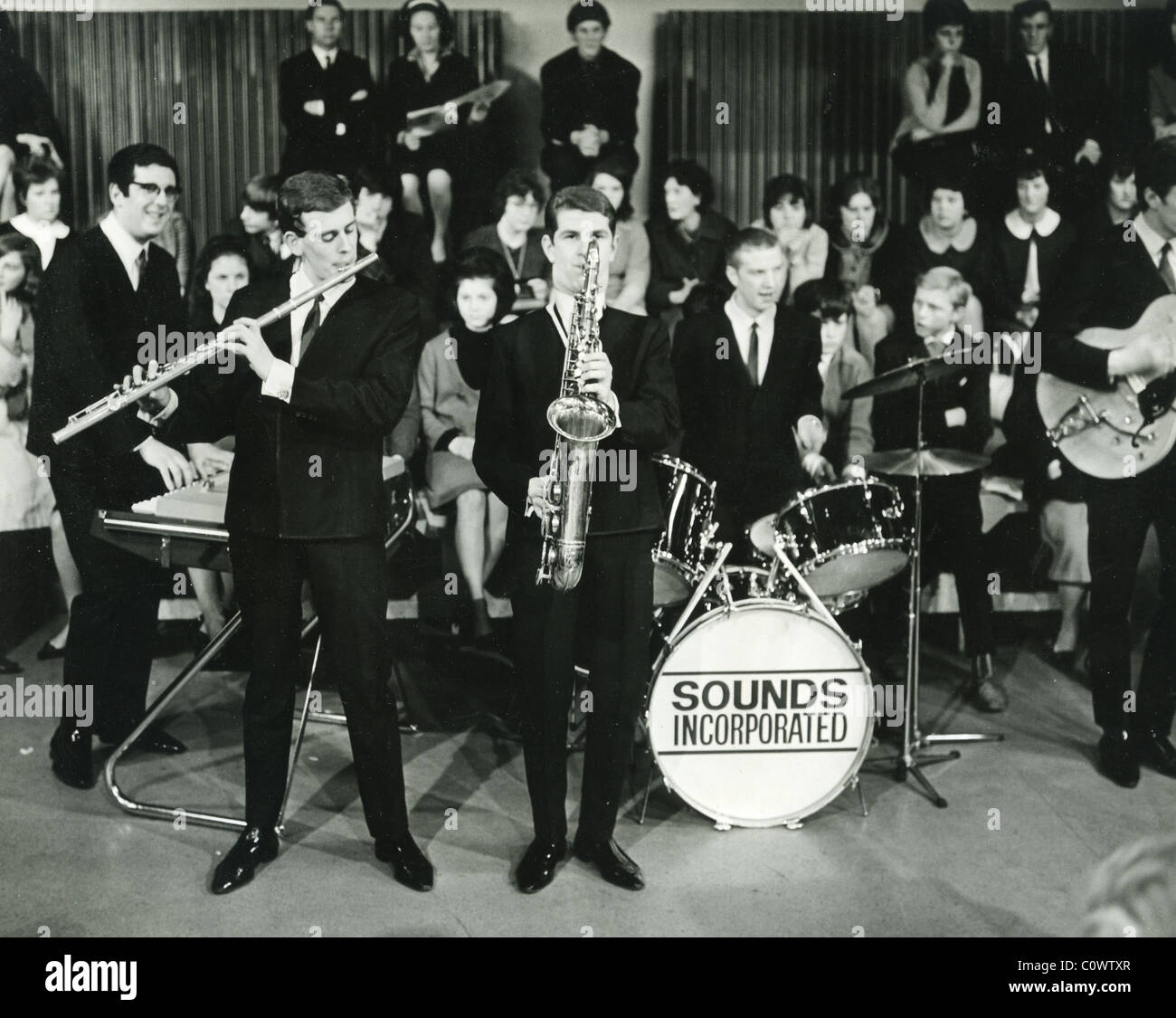 SOUNDS INCORPORATED UK pop group on UK TV show in 1964. Photo Tony Gale