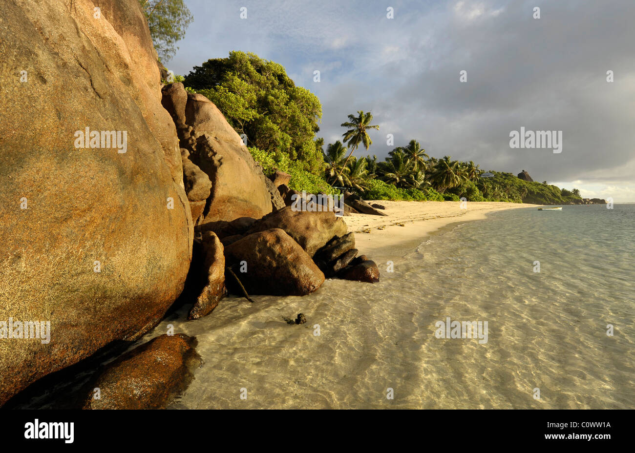 Beach Anse Forbans, Mahé Island, Seychelles Stock Photo