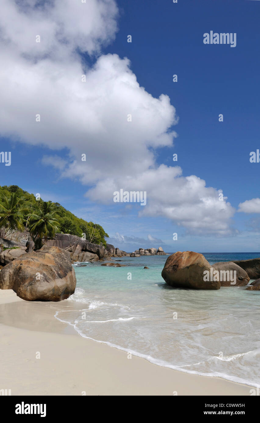 Beach Anse Takamaka, Mahé Island, Seychelles Stock Photo
