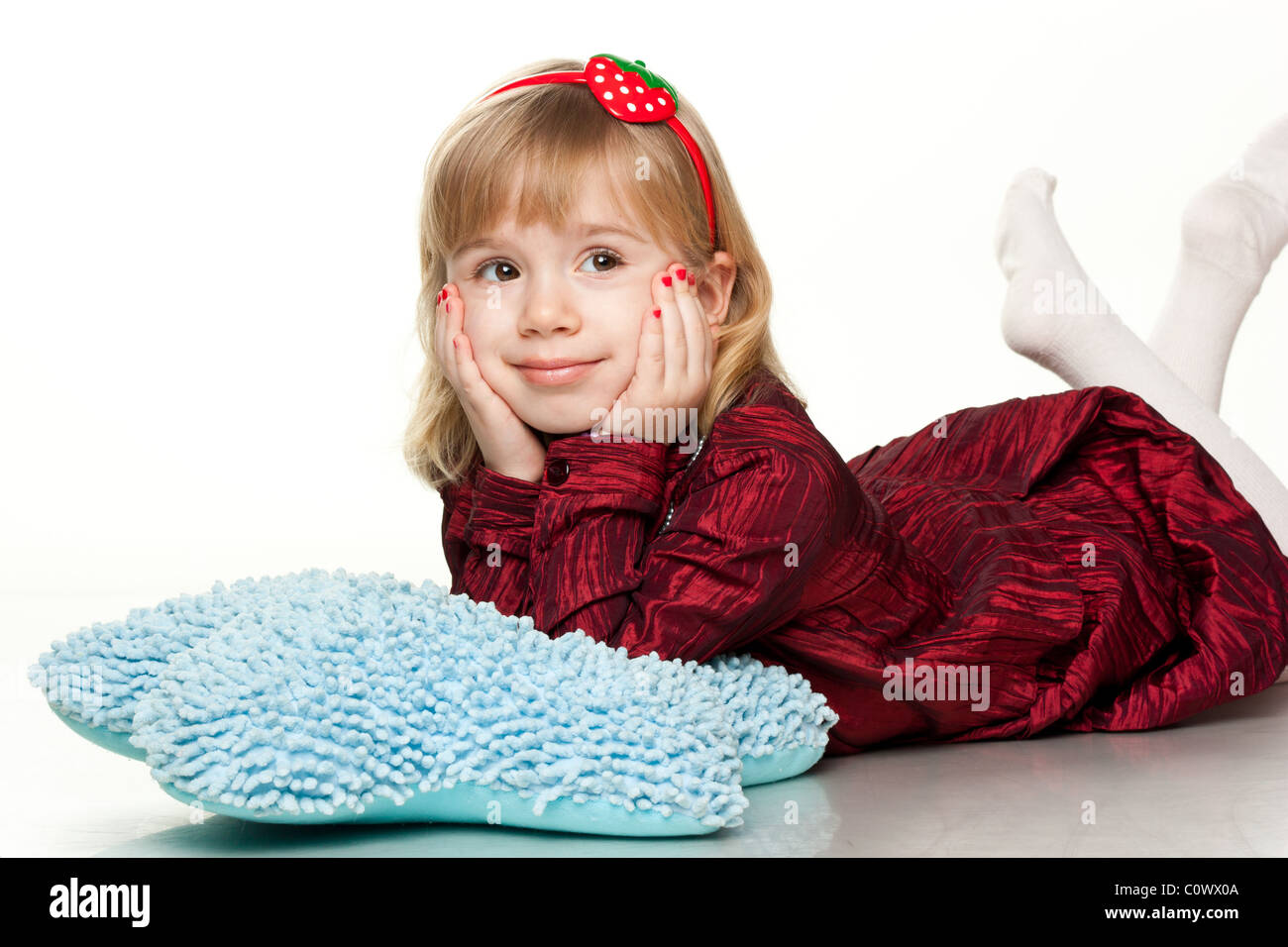 Portrait of a beautiful little girl isolated on white Stock Photo - Alamy