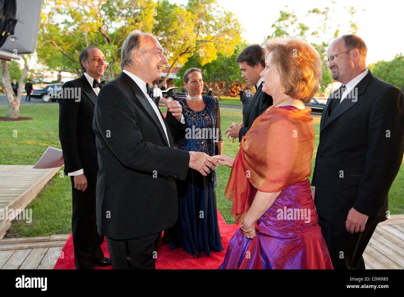 Texas First Lady Anita Perry greets His Highness the Aga Khan before a ...