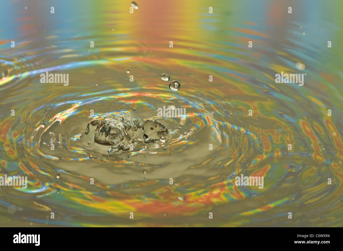 Droplet splashing into a pool of water Stock Photo - Alamy