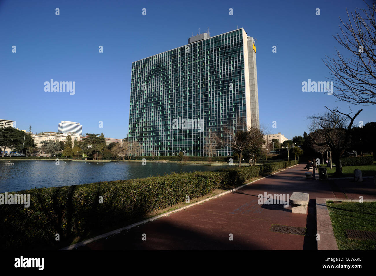 Italy, Rome, Eur, artificial lake, palazzo dell'Eni Stock Photo