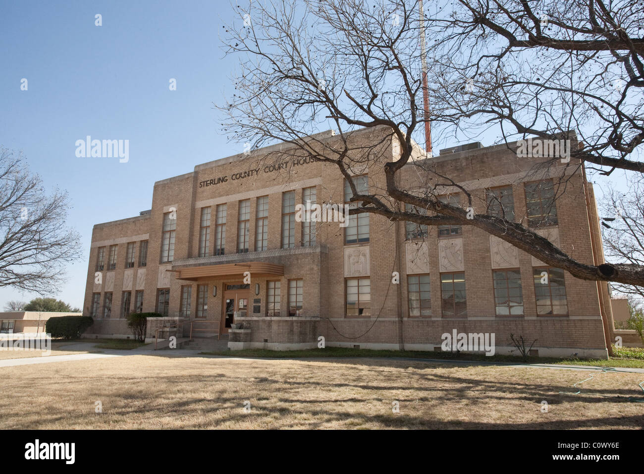 Exterior of Sterling County courthouse in small west Texas town of