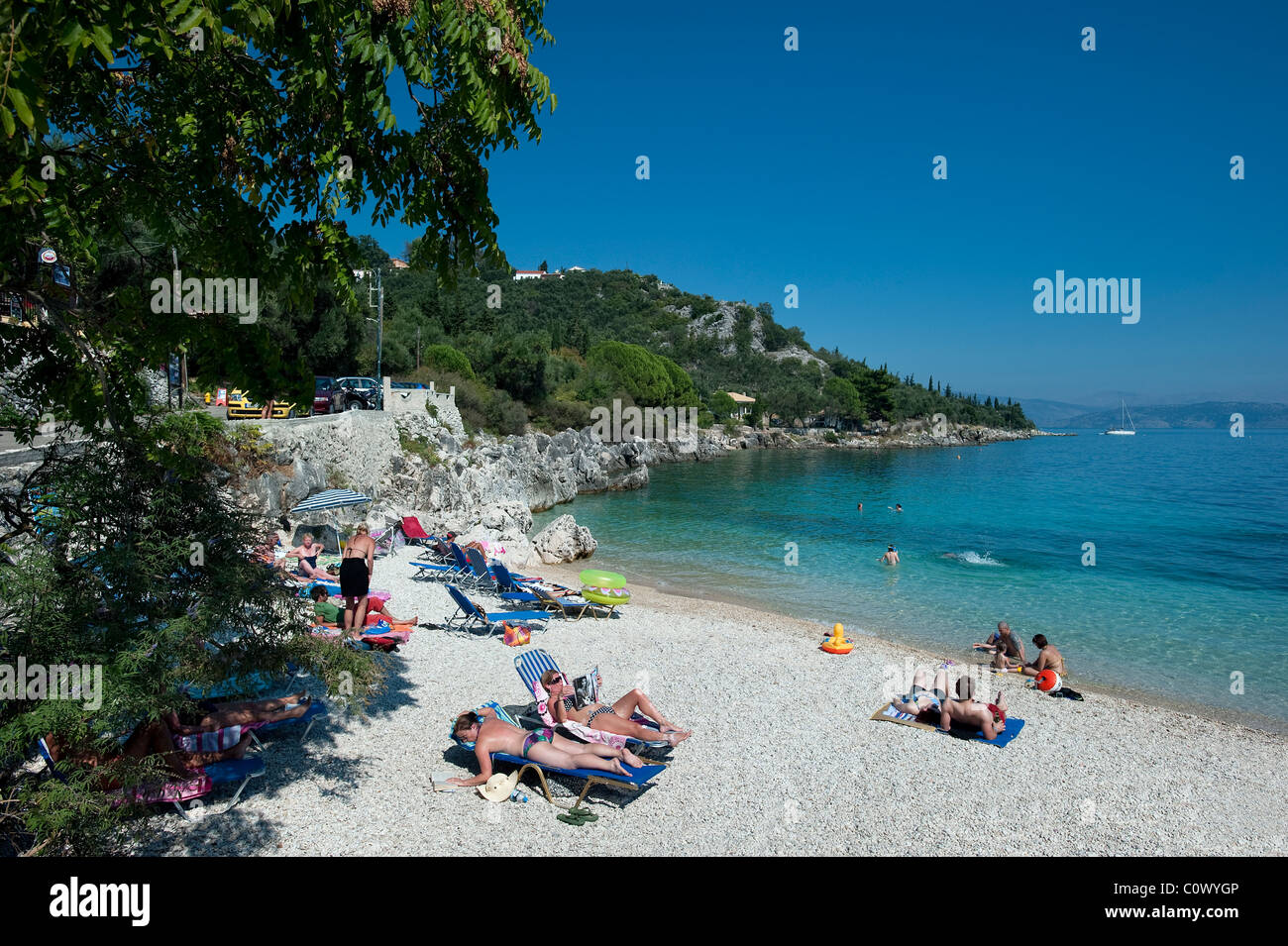 Beach at Nissaki, Corfu, Greece Stock Photo