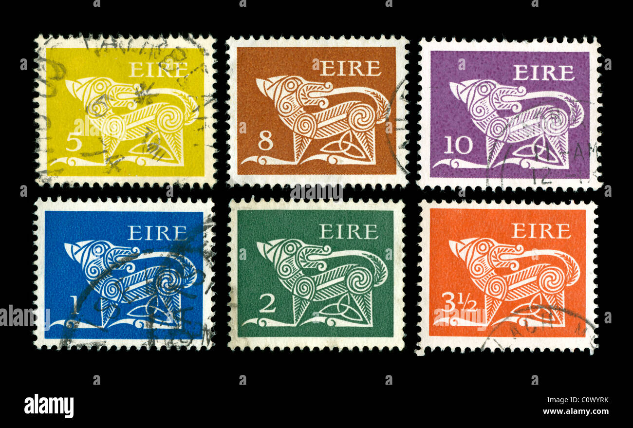 Collection of stamps from Ireland with celtic motif Stock Photo Alamy
