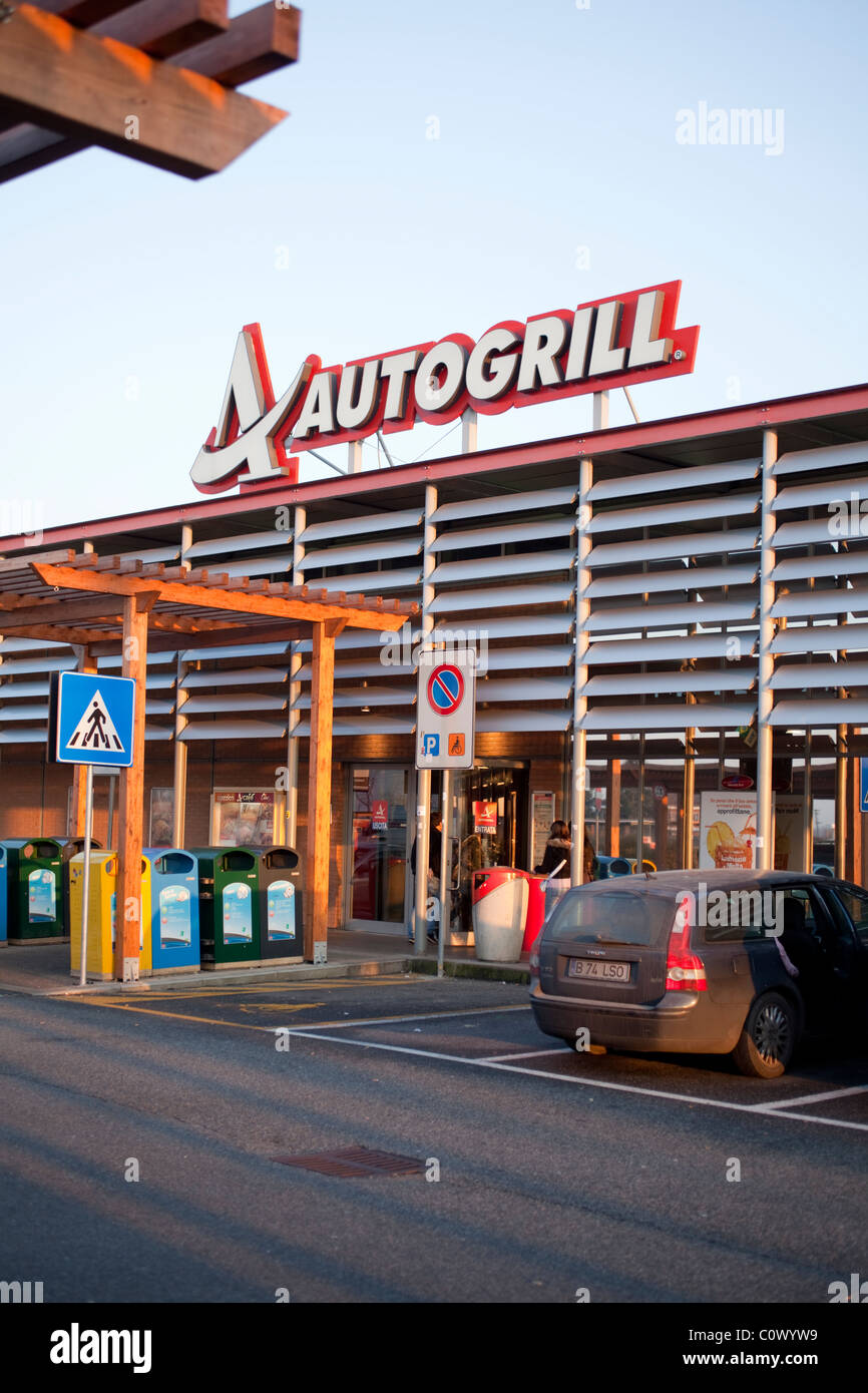 Autogrill bar and self service restaurant on the Italian highway / motorway Stock Photo