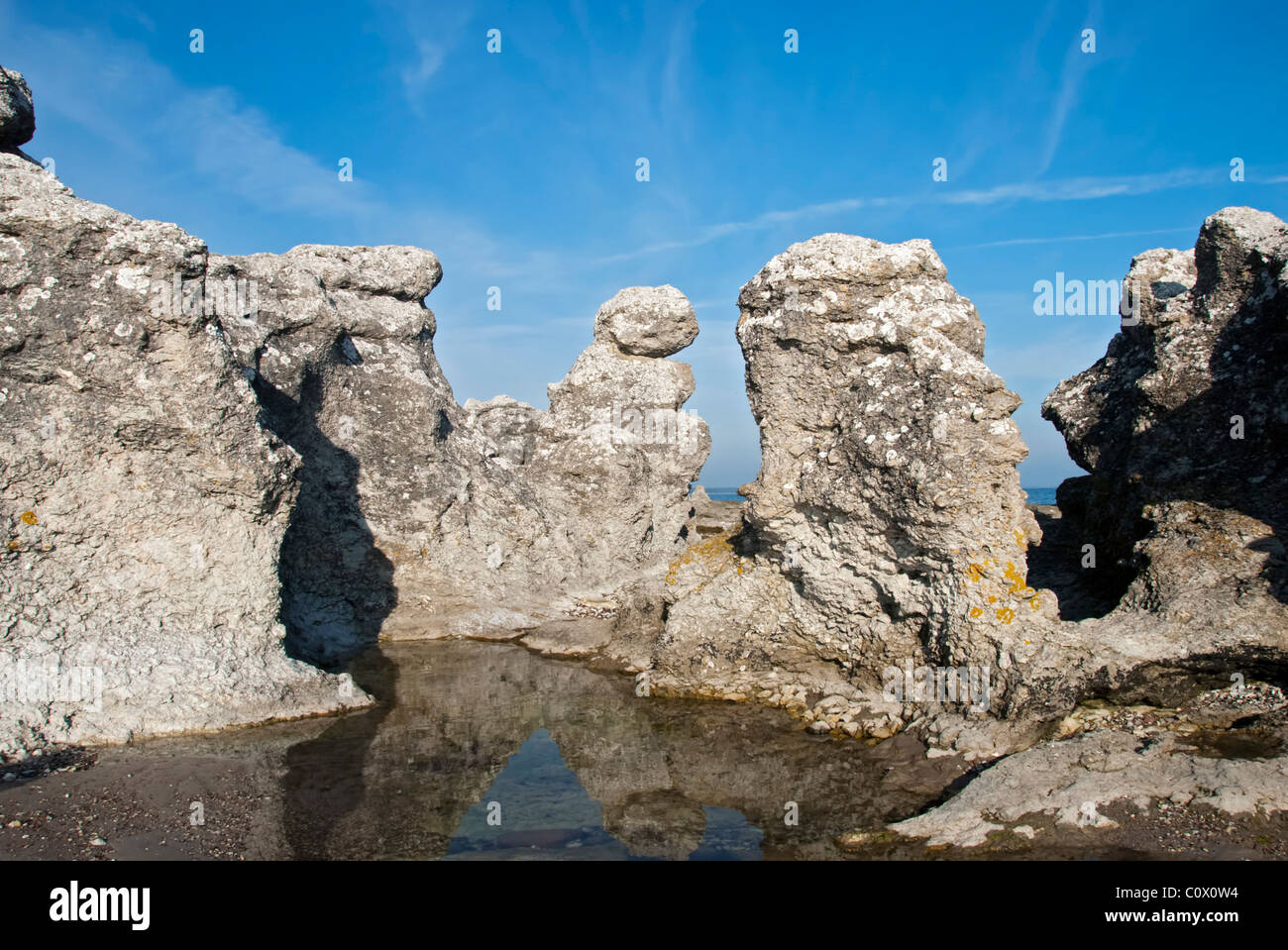 Rock formation, tourist attraction, lime stone, island of Gotland, Sweden Stock Photo