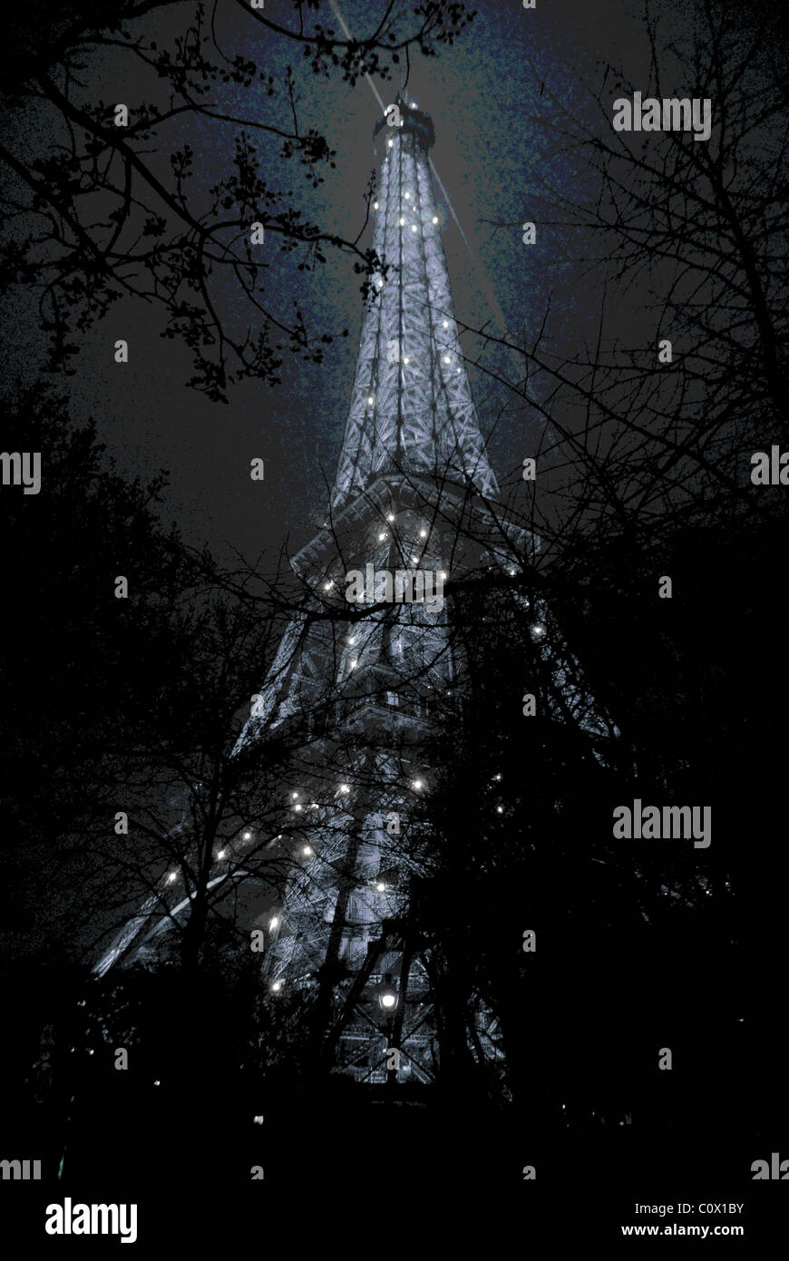 The Eiffel Tower lit up at night in Paris, France Stock Photo Alamy