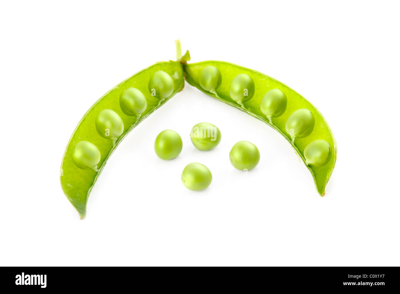 Ripe green pea vegetable green isolated Stock Photo