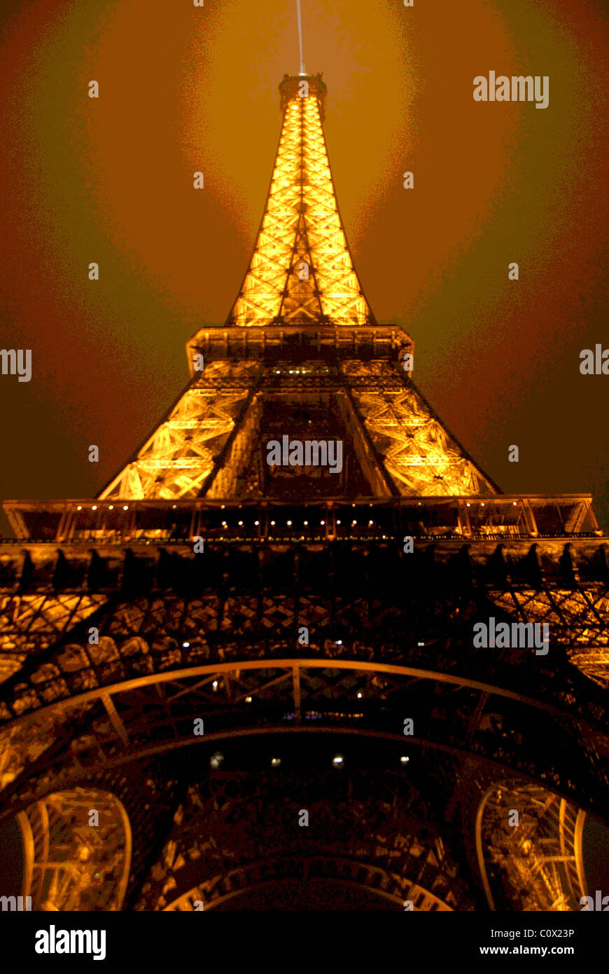 The Eiffel Tower lit up at night in Paris, France Stock Photo Alamy