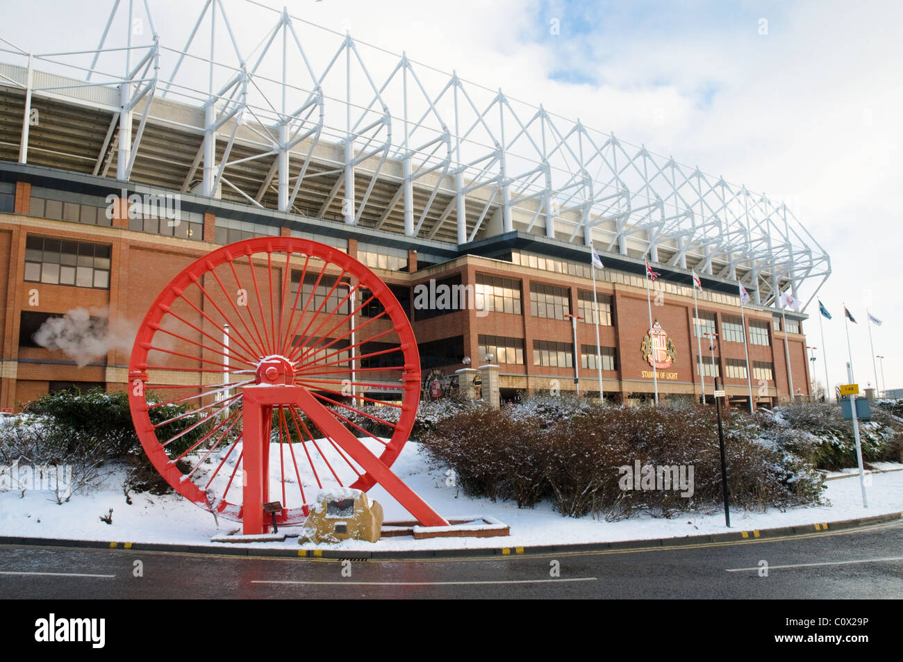 A wintery Sunderland Stadium of Light Stock Photo