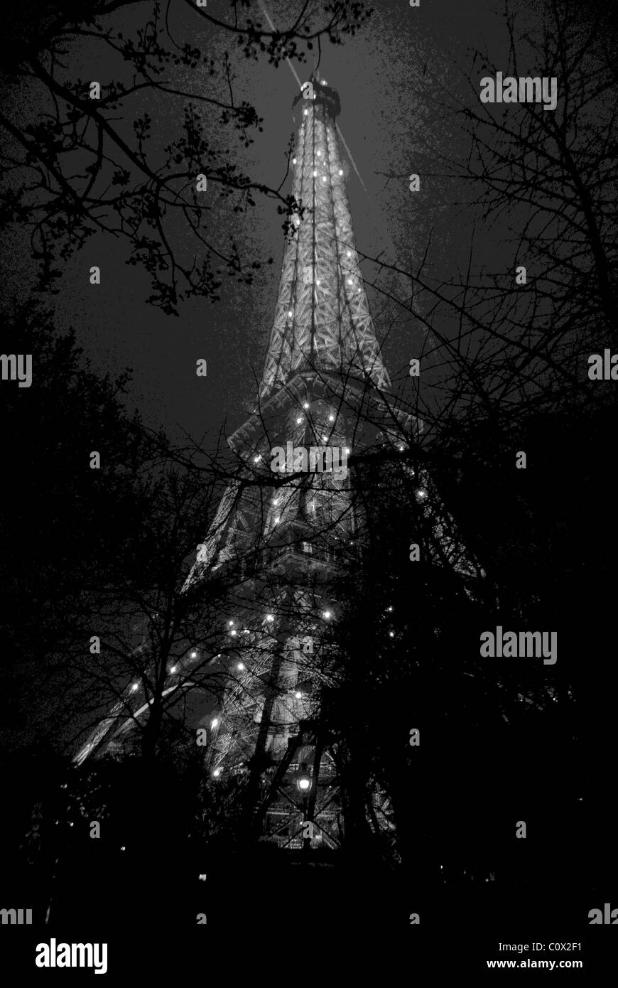 The Eiffel Tower lit up at night in Paris, France Stock Photo Alamy