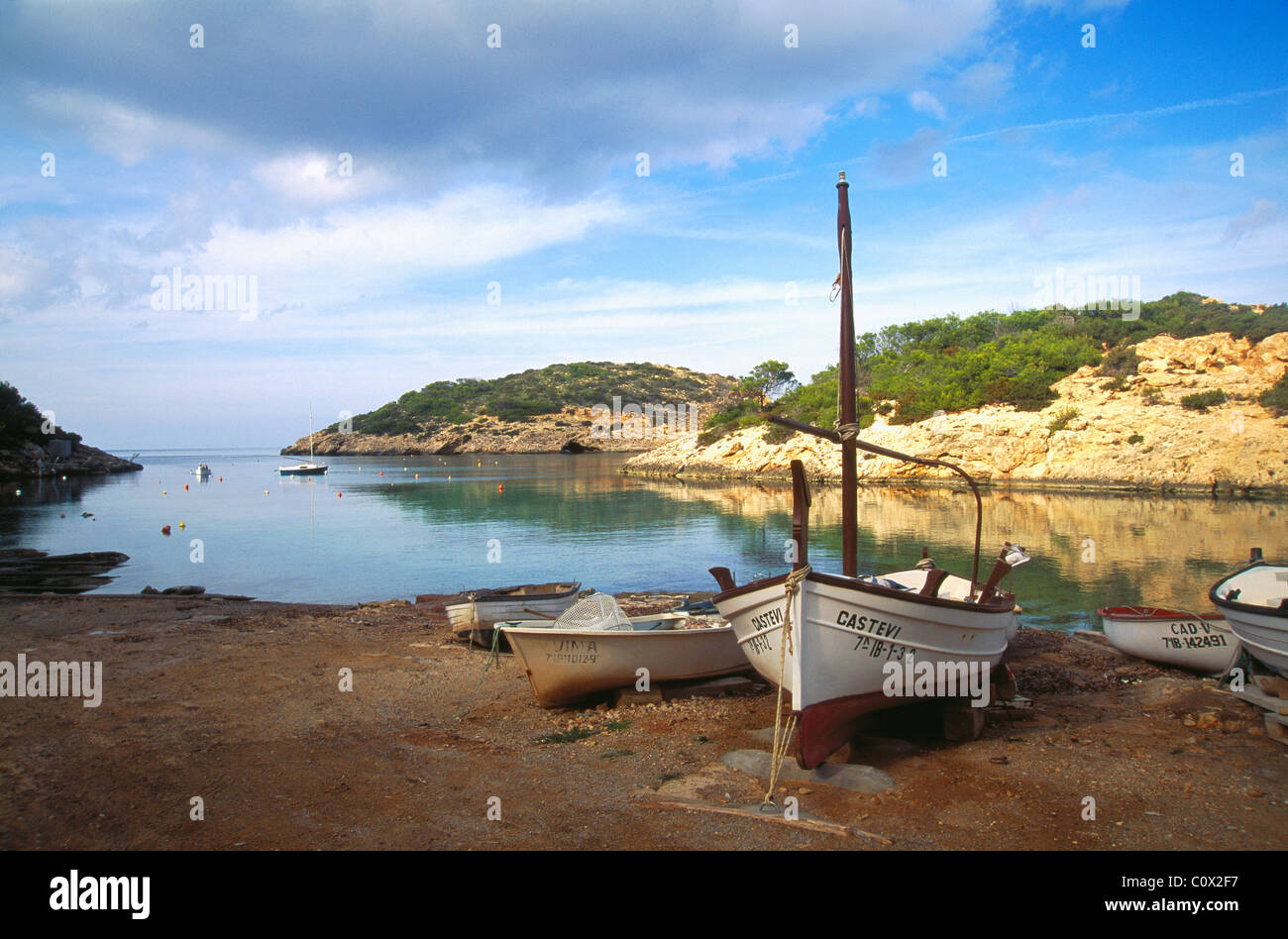 Cala Portinatx. Ibiza island, Balearic Islands, Spain. Stock Photo