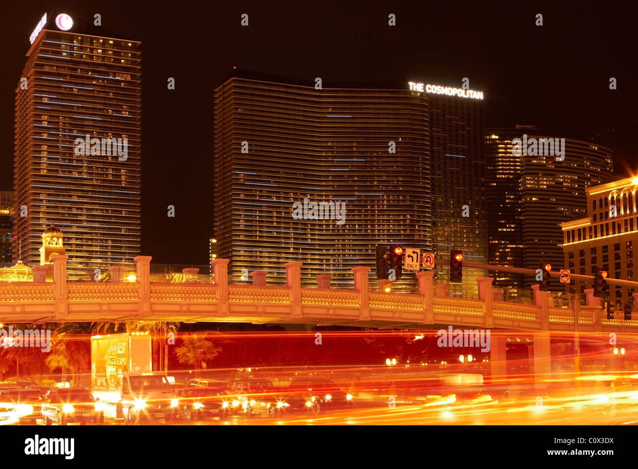 Las Vegas - the Cosmopolitan - New Hotel Casino Building - Night road - The Strip Stock Photo