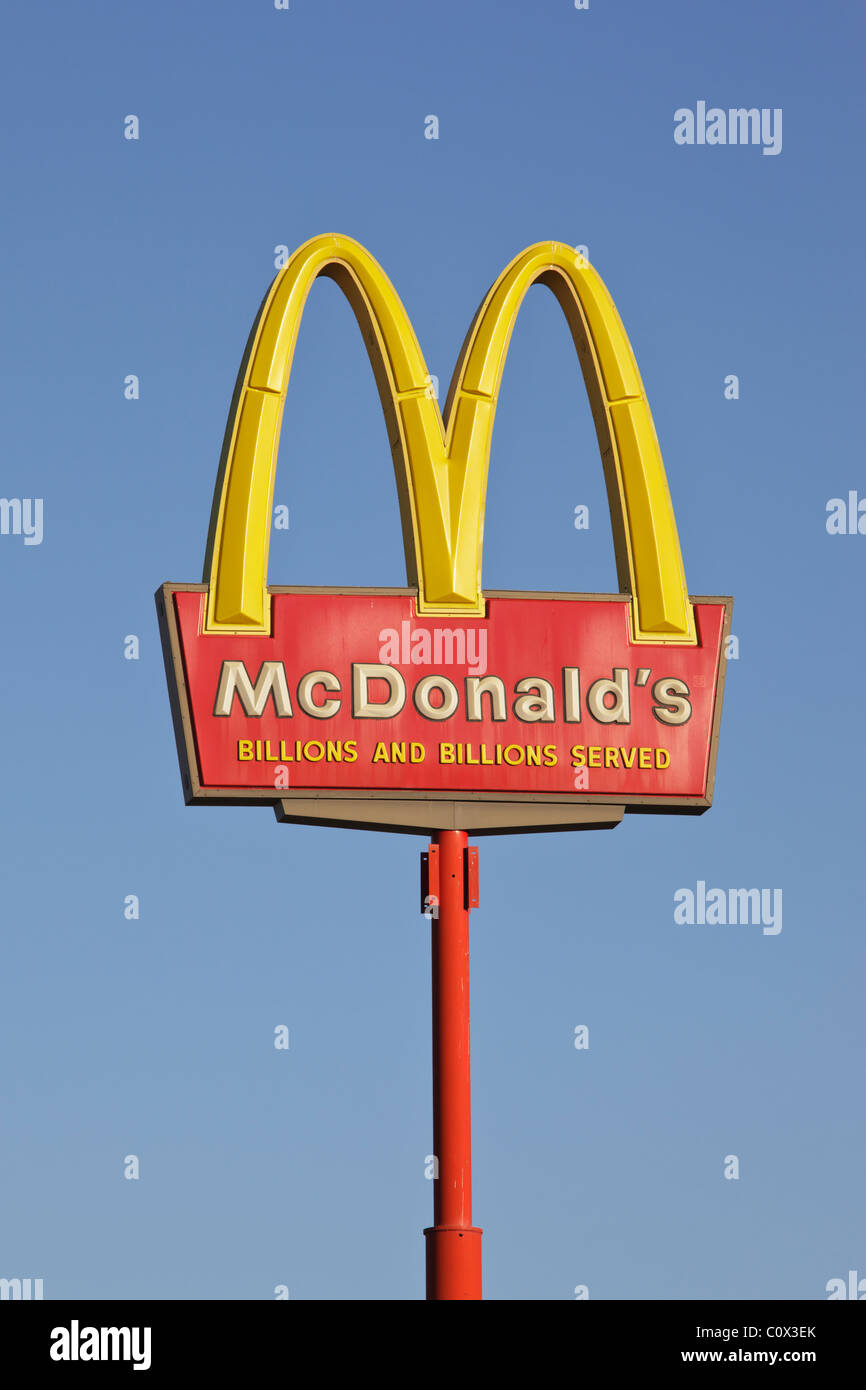 A McDonald's sign in New Mexico, USA that reads 'Billions and Billions Served.' Stock Photo