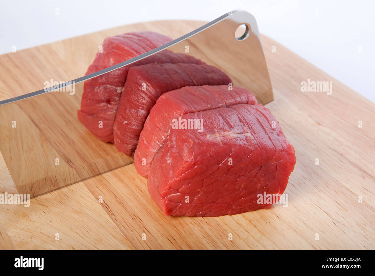 Meat Cleaver Chopping board Stock Photo Alamy