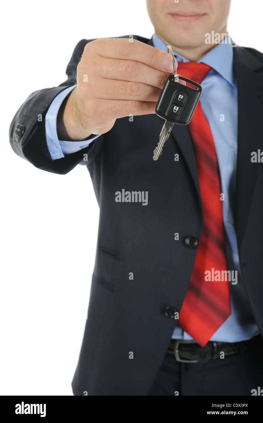 Businessman gives the keys to the car Stock Photo